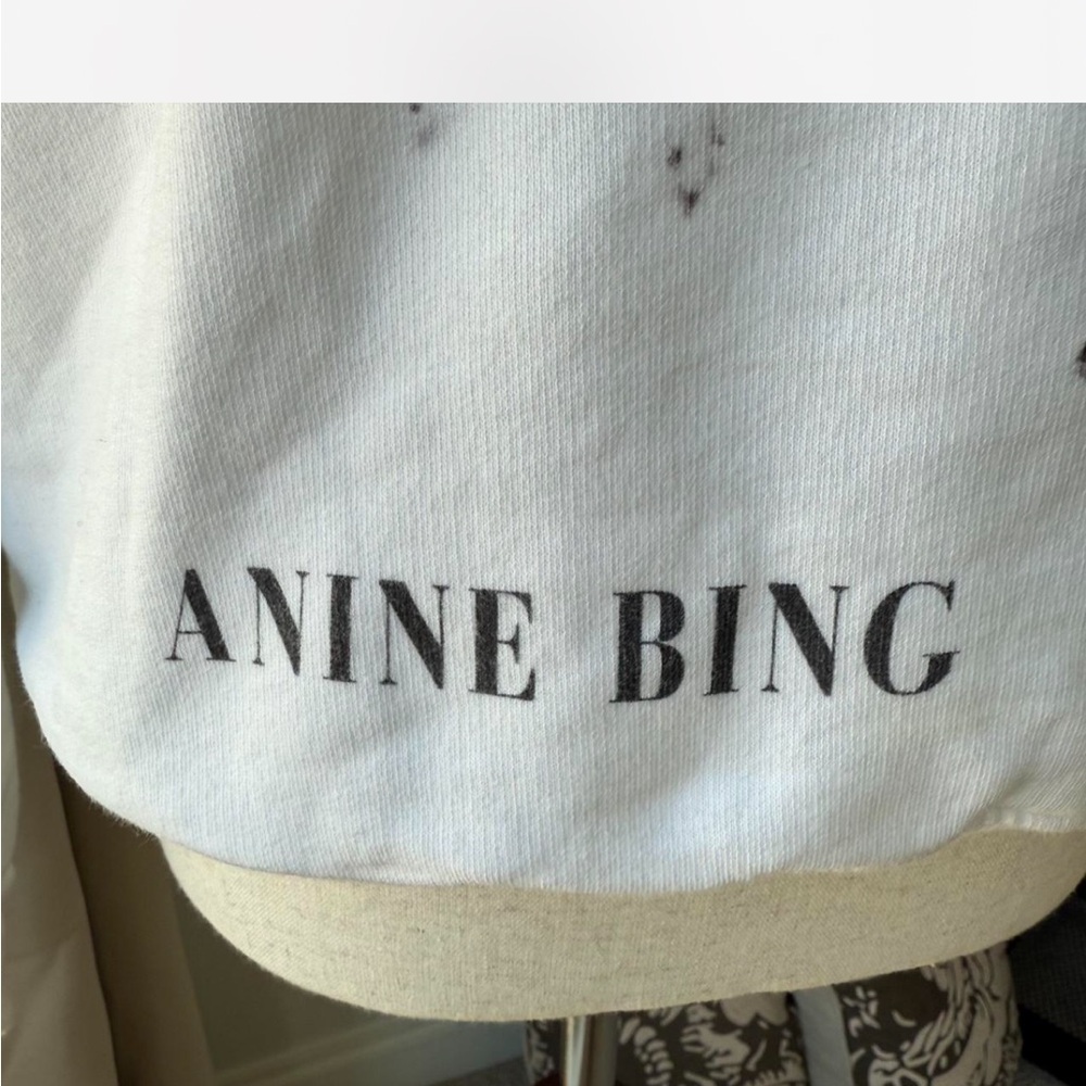 Anine Bing White Graphic Crewneck Sweatshirt with Black Print - Picture 4 of 9